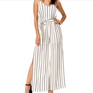 One Clothing Heart La Ivory Black Striped Jumpsuit